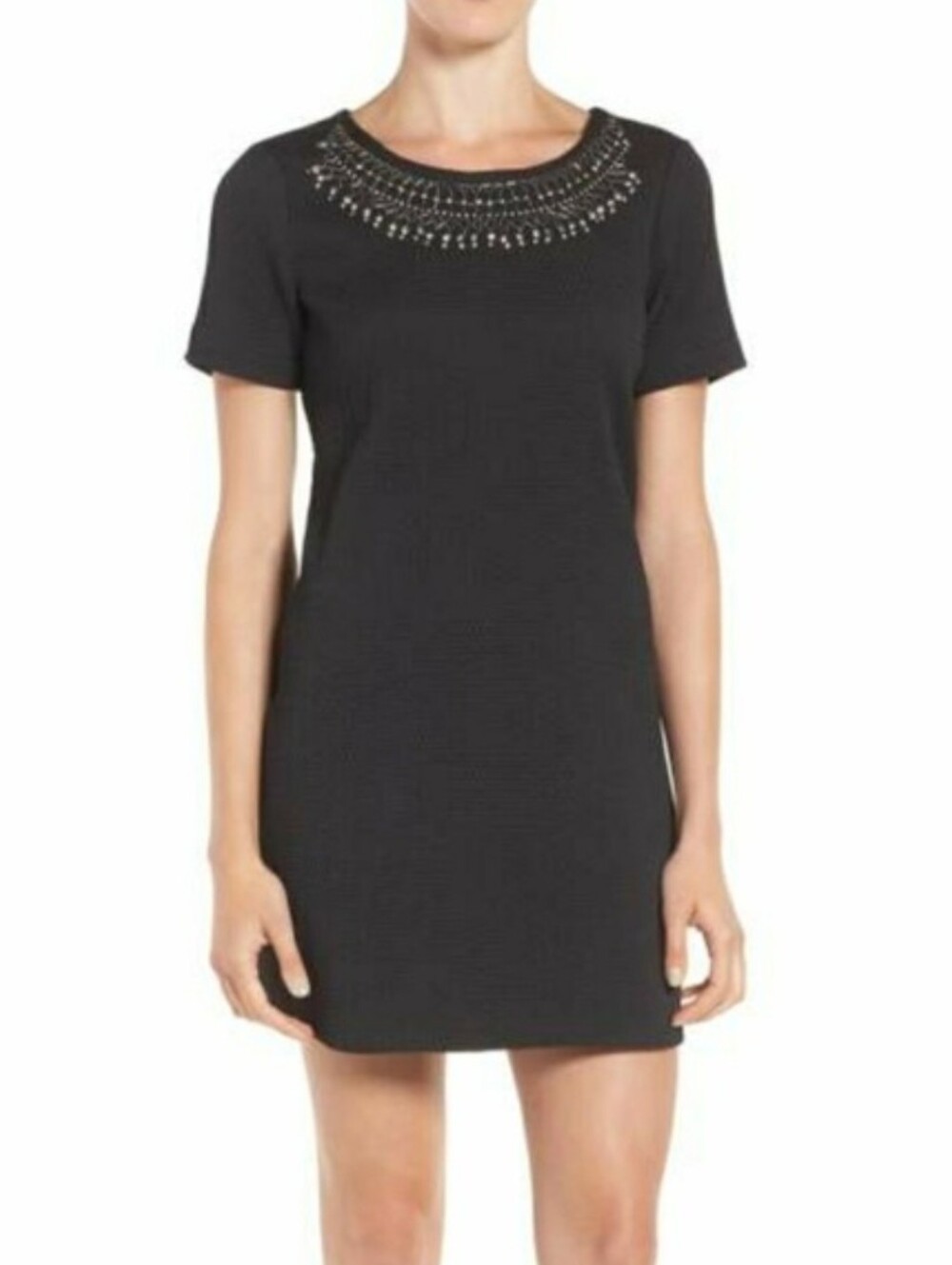 Women's Cupcake and Cashmere Jewelled Wide Neckline Black Dress Size L